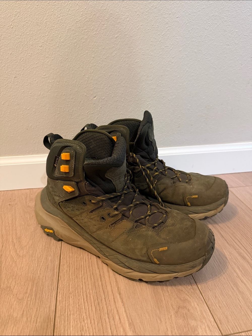 Hoka Kaha 2 Olive and Yellow Men's Hiking Boots